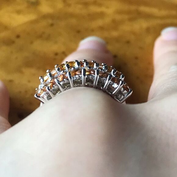Natural Orange Sapphire Sterling Silver Ring Size 6 - Picture 2 of 8